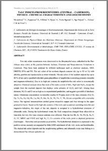 Preliminary geological study and physicochemical characteristics of talc of Boumnyebel (Centre-Cameroon)